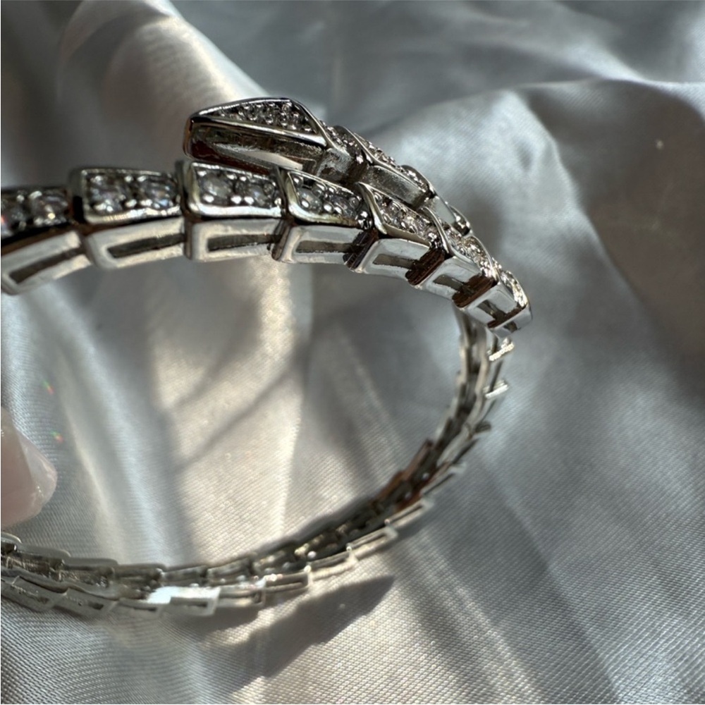 Serpentine serpent snake zircon Silver Women's Bracelet - Picture 3 of 9